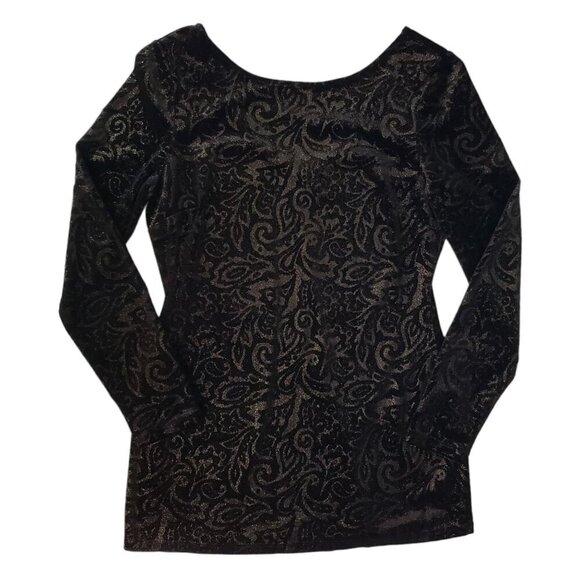 Cache Black Metallic Velvet Burnout Tunic Top Whimsigoth Grunge Womens M NWT - Picture 4 of 12